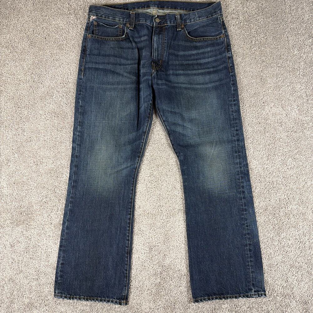 Vtg Ralph Lauren Denim and Supply Jeans Mens 36x30 Bootcut Whiskered Dark Wash
